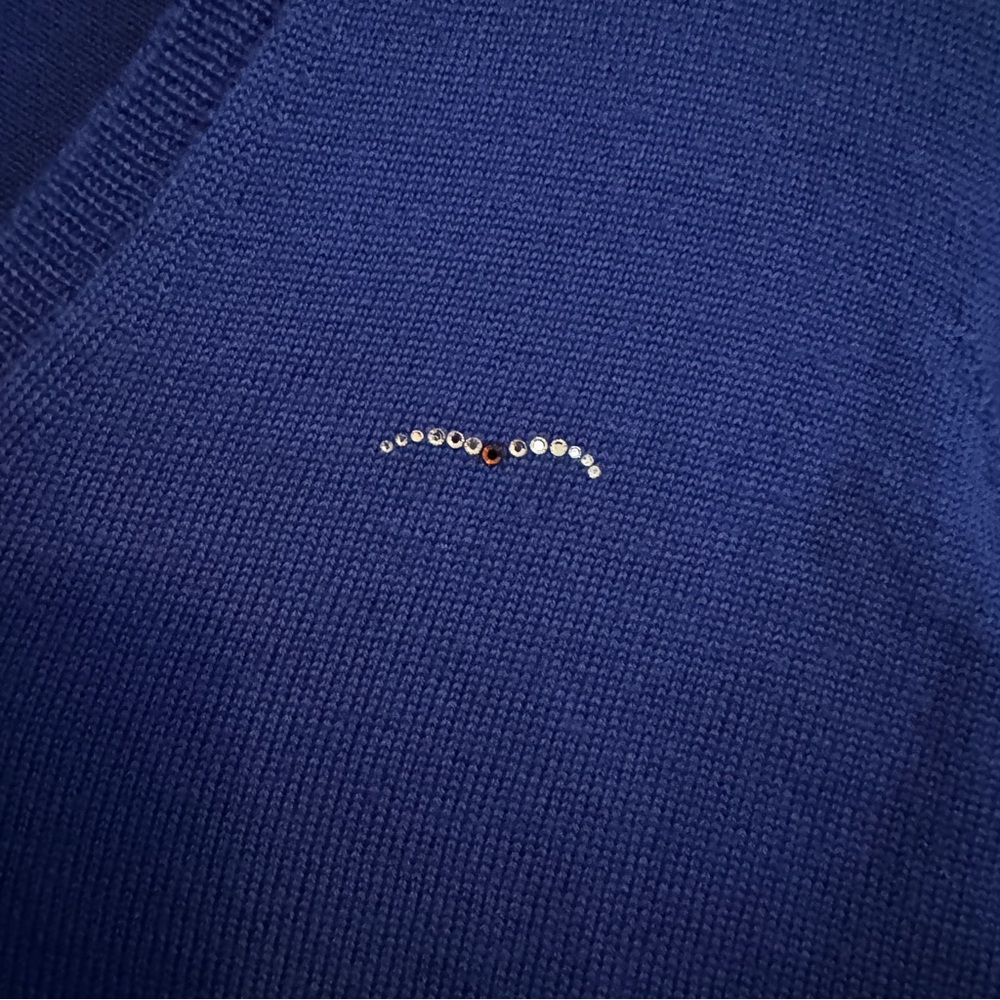 Animo Blue Merino Wool Equestrian V-Neck Sweater - Picture 2 of 7